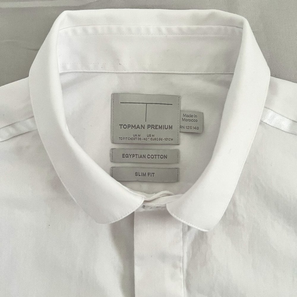 TOPMAN Premium Men's Dress Shirt Long Sleeves Formal Shirt Medium White
